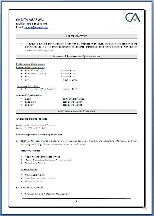 New resume format 2011 free download